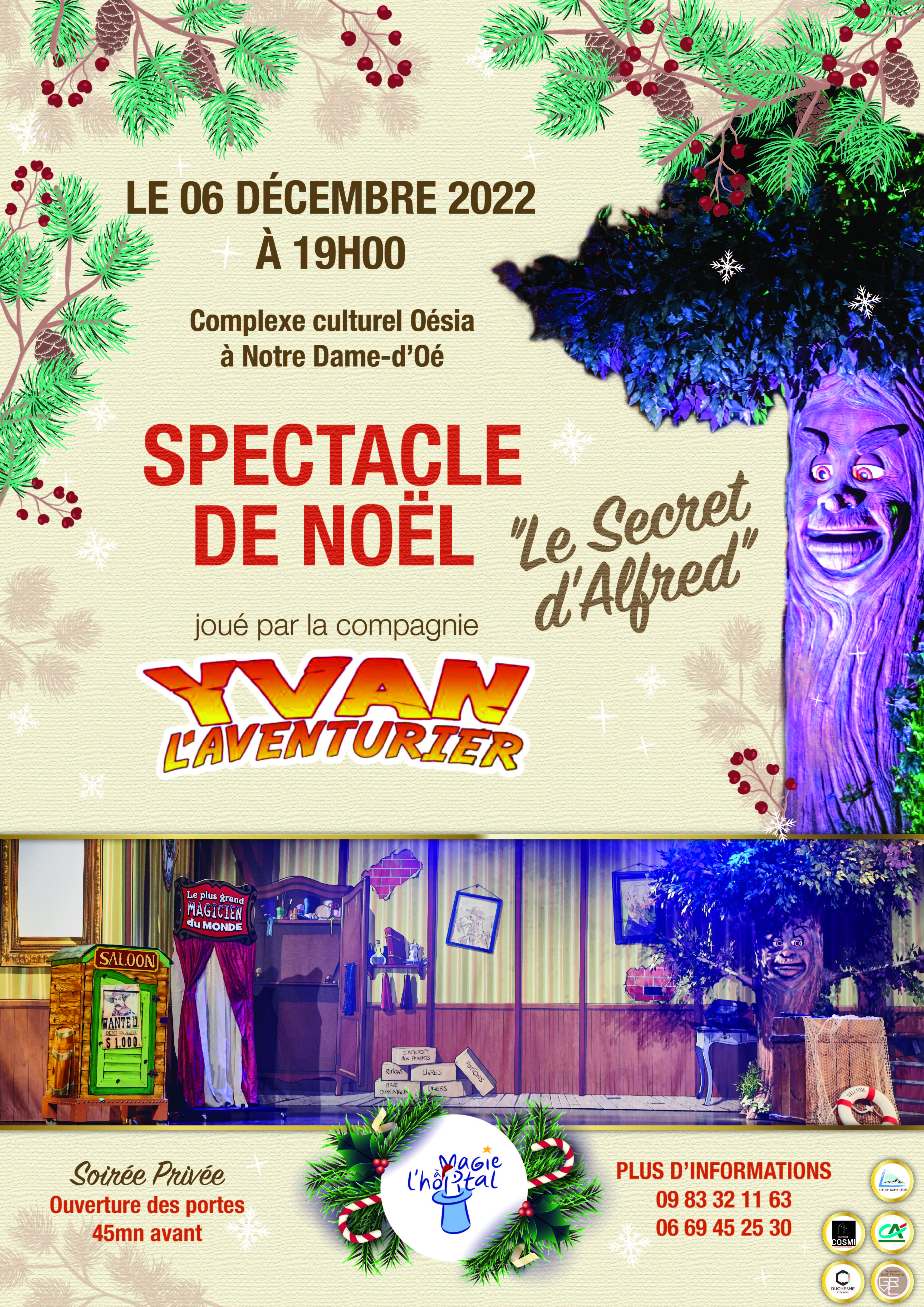 Spectacle de Noël 2022 association Magie à l'hôpital Yvan l'aventurier